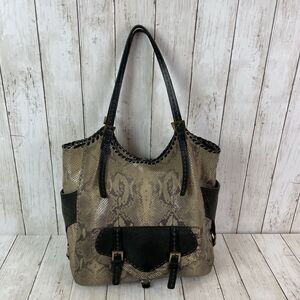 Carla Mancini Large Hobo Leather Snake Embossed Handbag